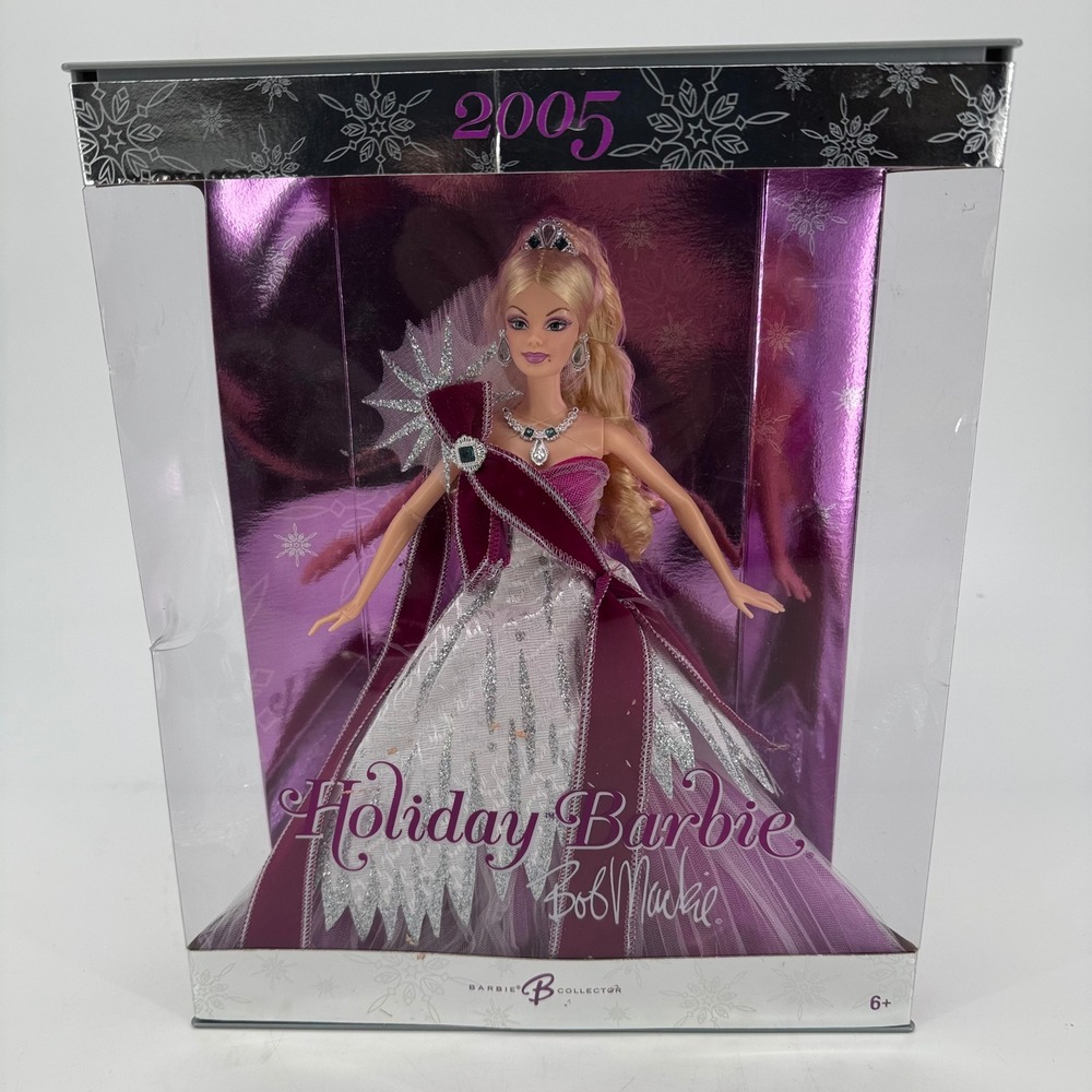 2005 Holiday Barbie by Bob Mackie Collector Edition G3825 Burgundy White Gown